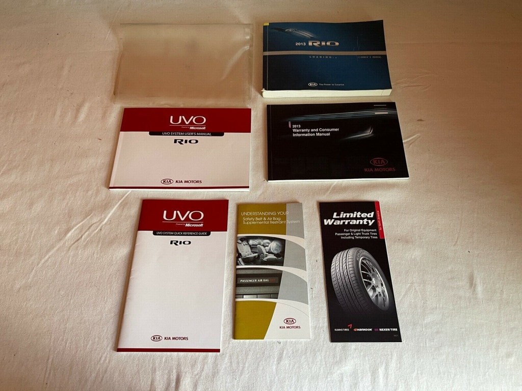 Picture of: Kia Rio Owners Manual Guide Book Set & UVO & CLEAR Case OEM  eBay