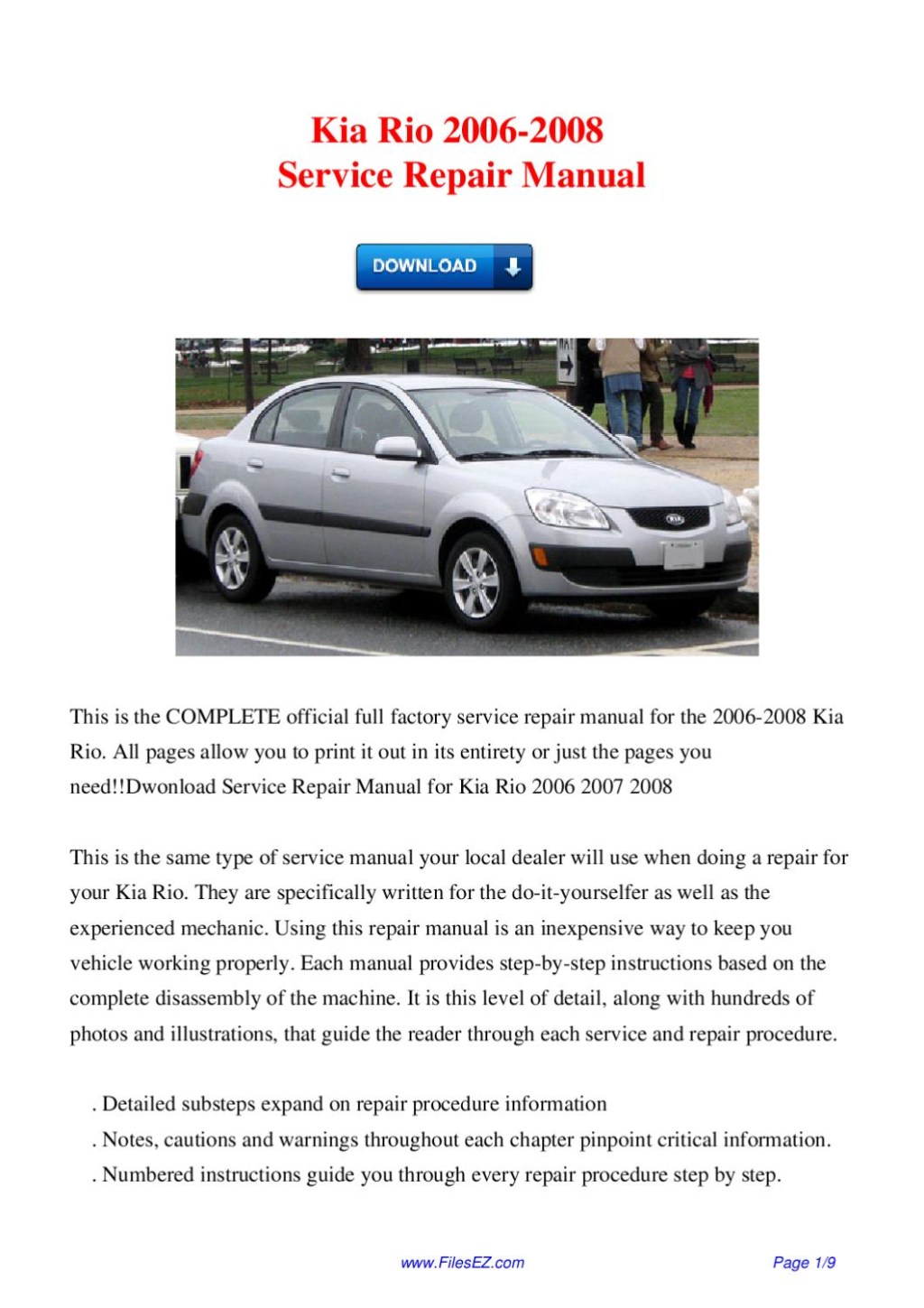 Picture of: Kia Rio – Service Repair Manual by David Wong – Issuu