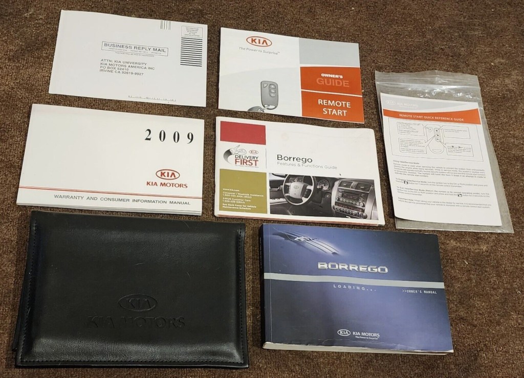 Picture of: pc Set Genuine OEM  Kia Borrego Owners Manual w/ Supplements & Storage  Case